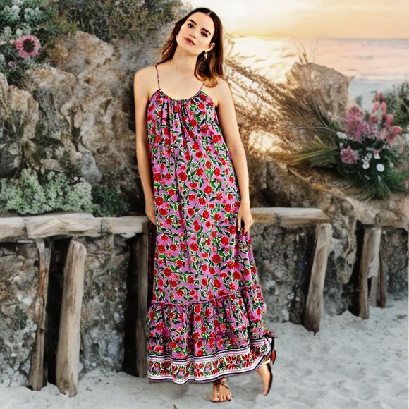 A Pea In The Pod Floral Maxi Dress Sleeveless Lightweight Oversized Maternity - Picture 1 of 11